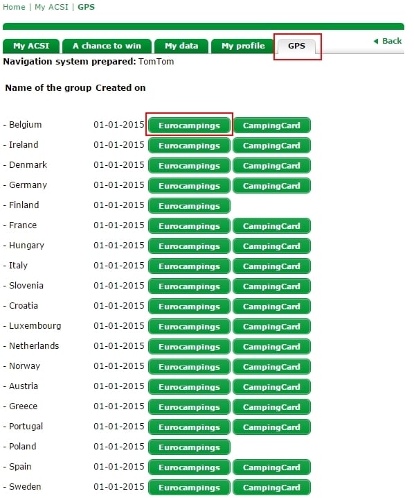 Téléchargement des coordonnées GPS