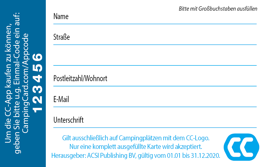acsi karte bestellen CampingCard ACSI App | Für 3,59 € bestellen